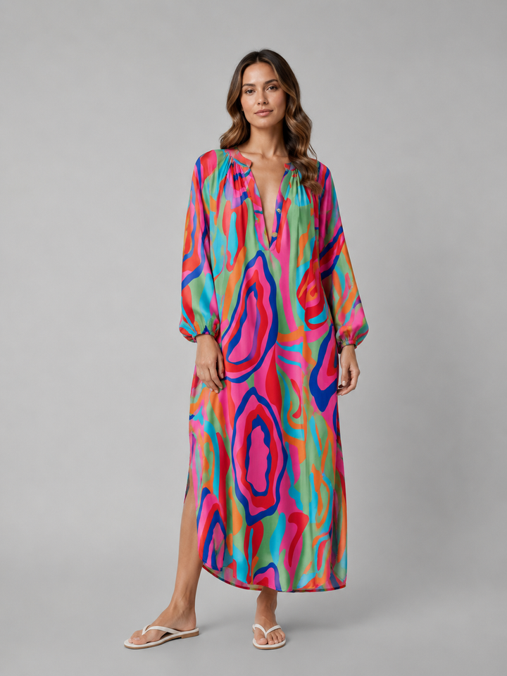 Bella | Relaxed Abstract Print Maxi Casual Dress