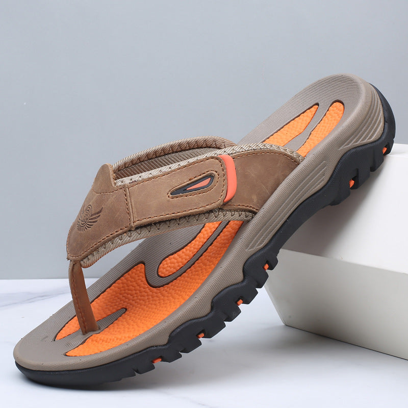 Benjamin | Sophisticated Men's Leather-Look Toe Post Slides