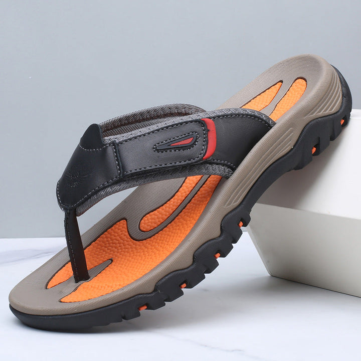 Benjamin | Sophisticated Men's Leather-Look Toe Post Slides
