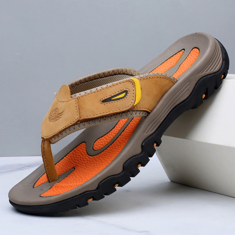 Benjamin | Sophisticated Men's Leather-Look Toe Post Slides