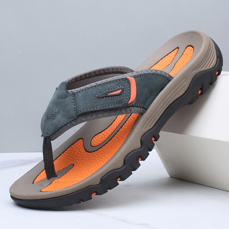 Benjamin | Sophisticated Men's Leather-Look Toe Post Slides