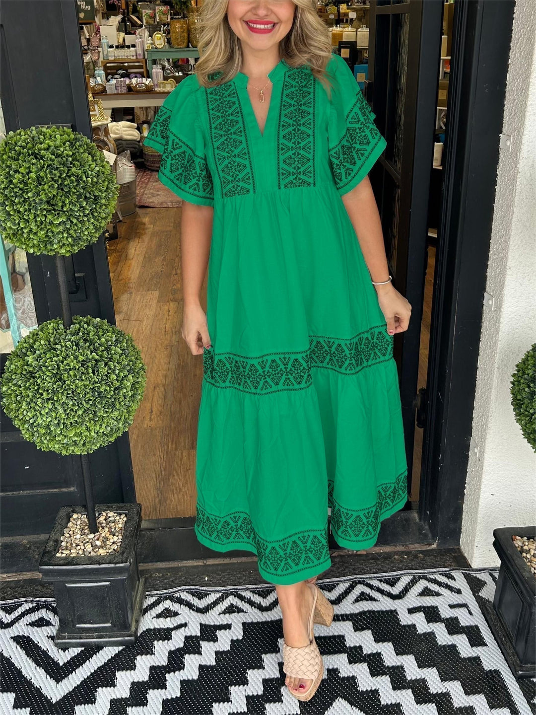 Billie | Chic Embroidered Boho Dress with Tiered Maxi Skirt