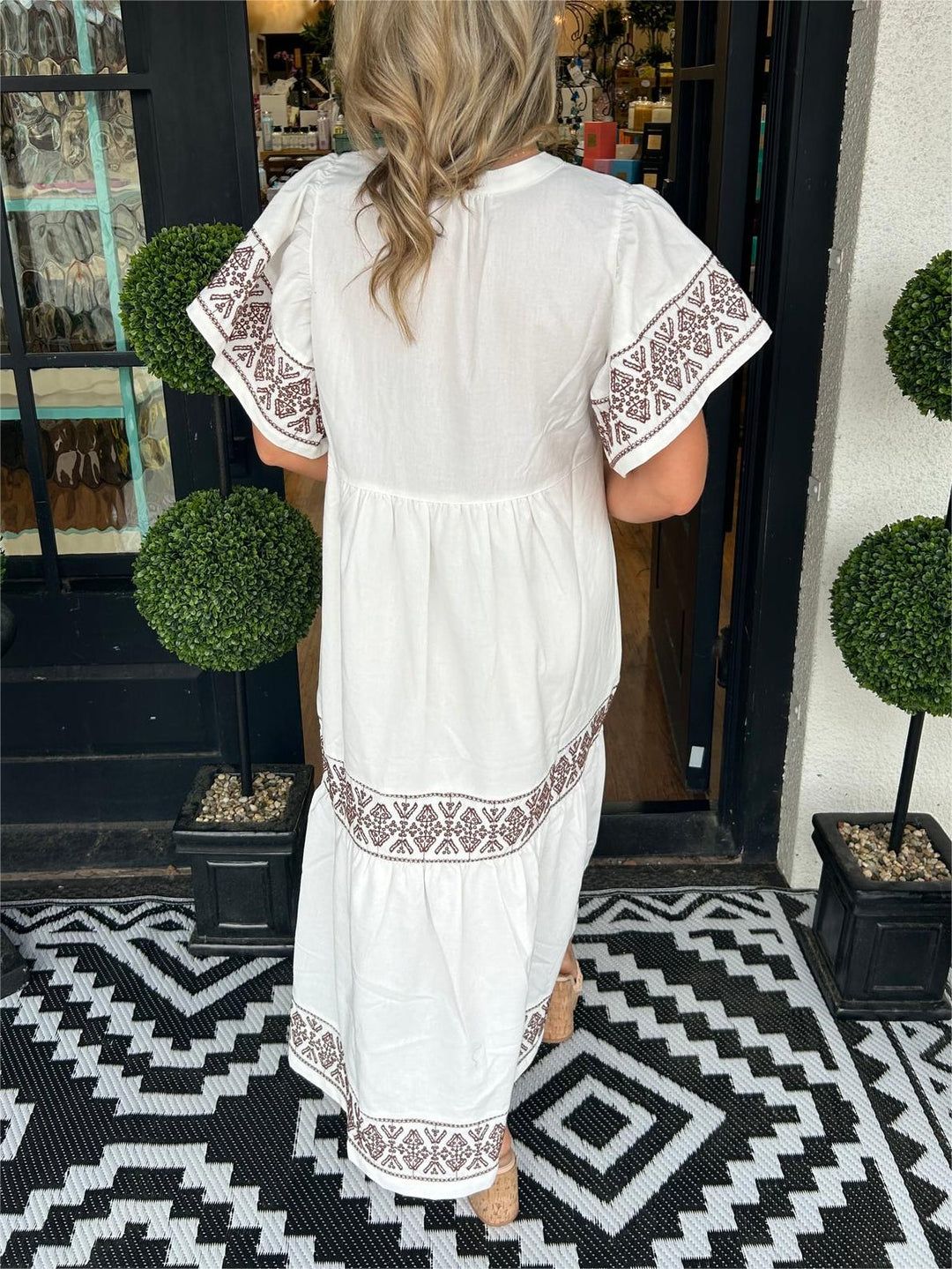 Billie | Chic Embroidered Boho Dress with Tiered Maxi Skirt