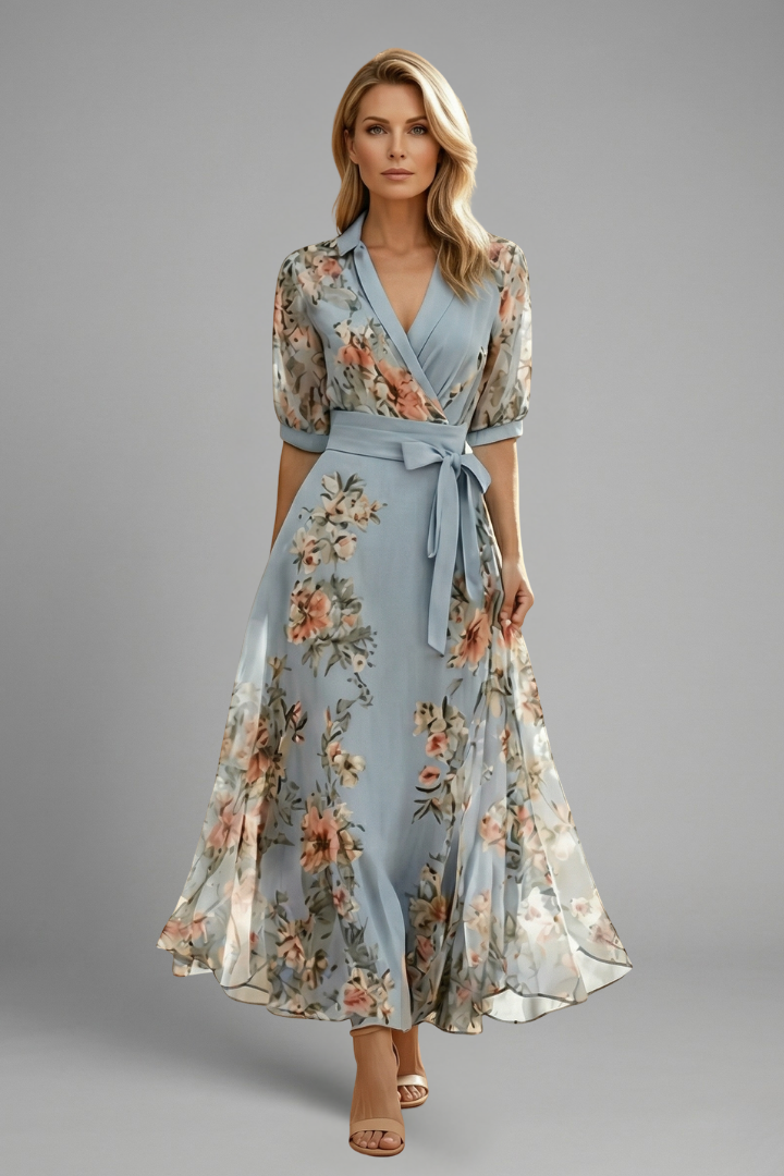 Billie | Chic Floral Wrap Maxi Race Dress