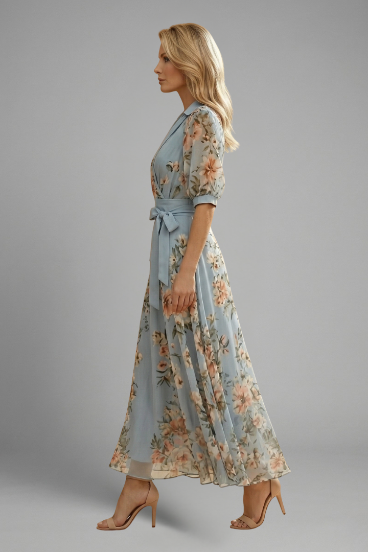Billie | Chic Floral Wrap Maxi Race Dress