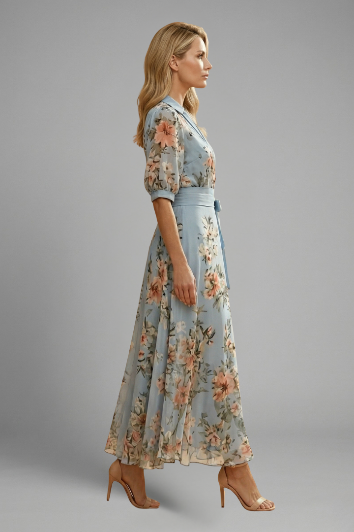 Billie | Chic Floral Wrap Maxi Race Dress