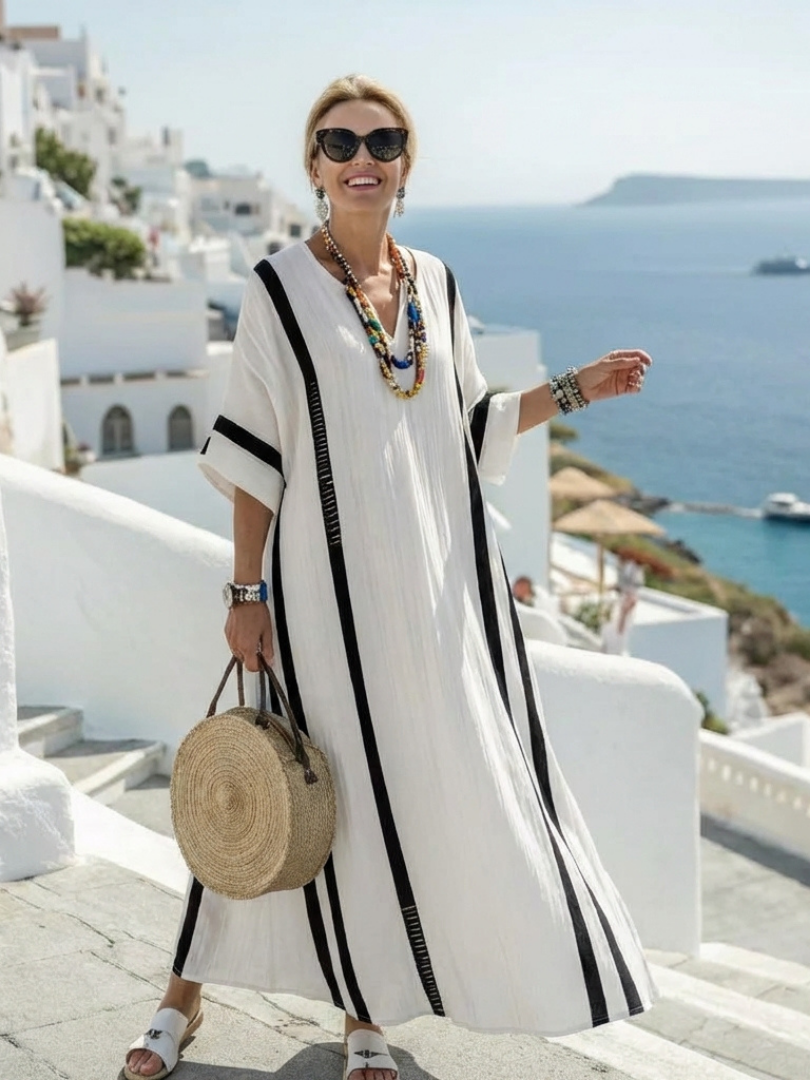 Billie | Effortless Striped V-Neck Maxi Casual Dress