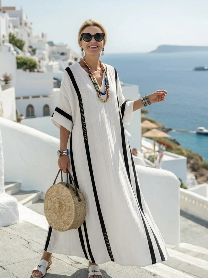 Billie | Effortless Striped V-Neck Maxi Casual Dress