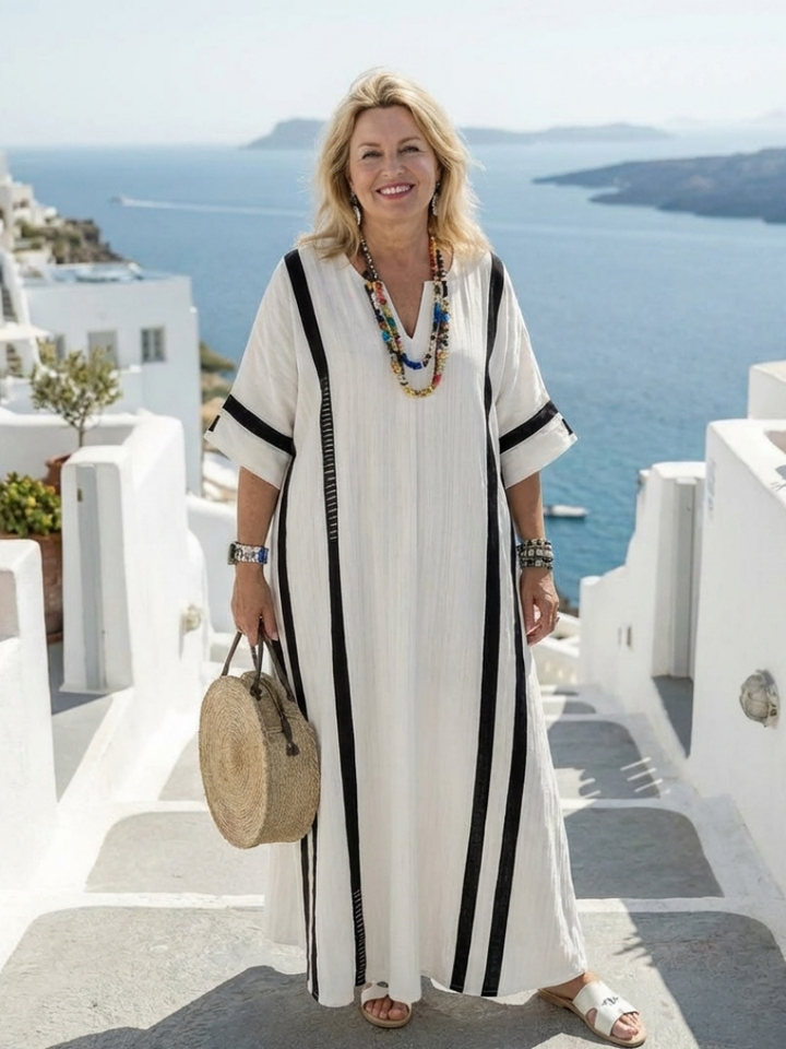 Billie | Effortless Striped V-Neck Maxi Casual Dress