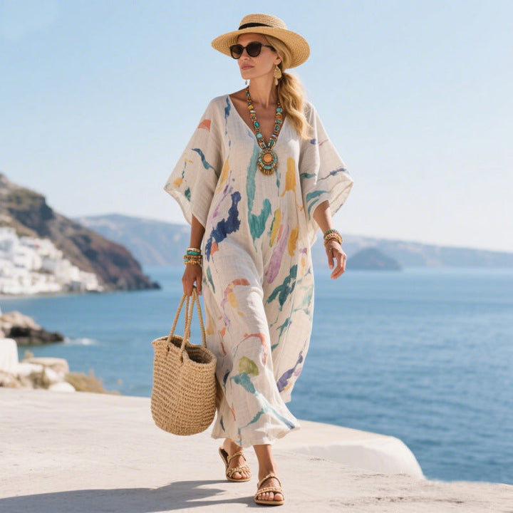 Billie | Polished Floral Print Boho Dress Flowing Maxi Silhouette