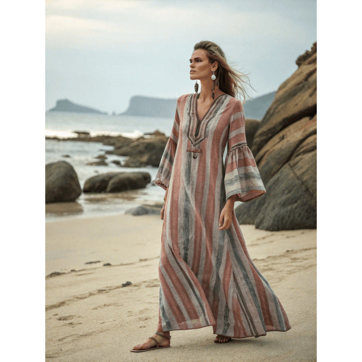 Billie | Polished Floral Print Boho Dress Flowing Maxi Silhouette
