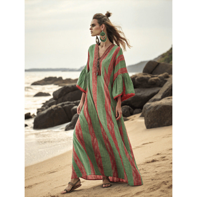 Billie | Polished Floral Print Boho Dress Flowing Maxi Silhouette