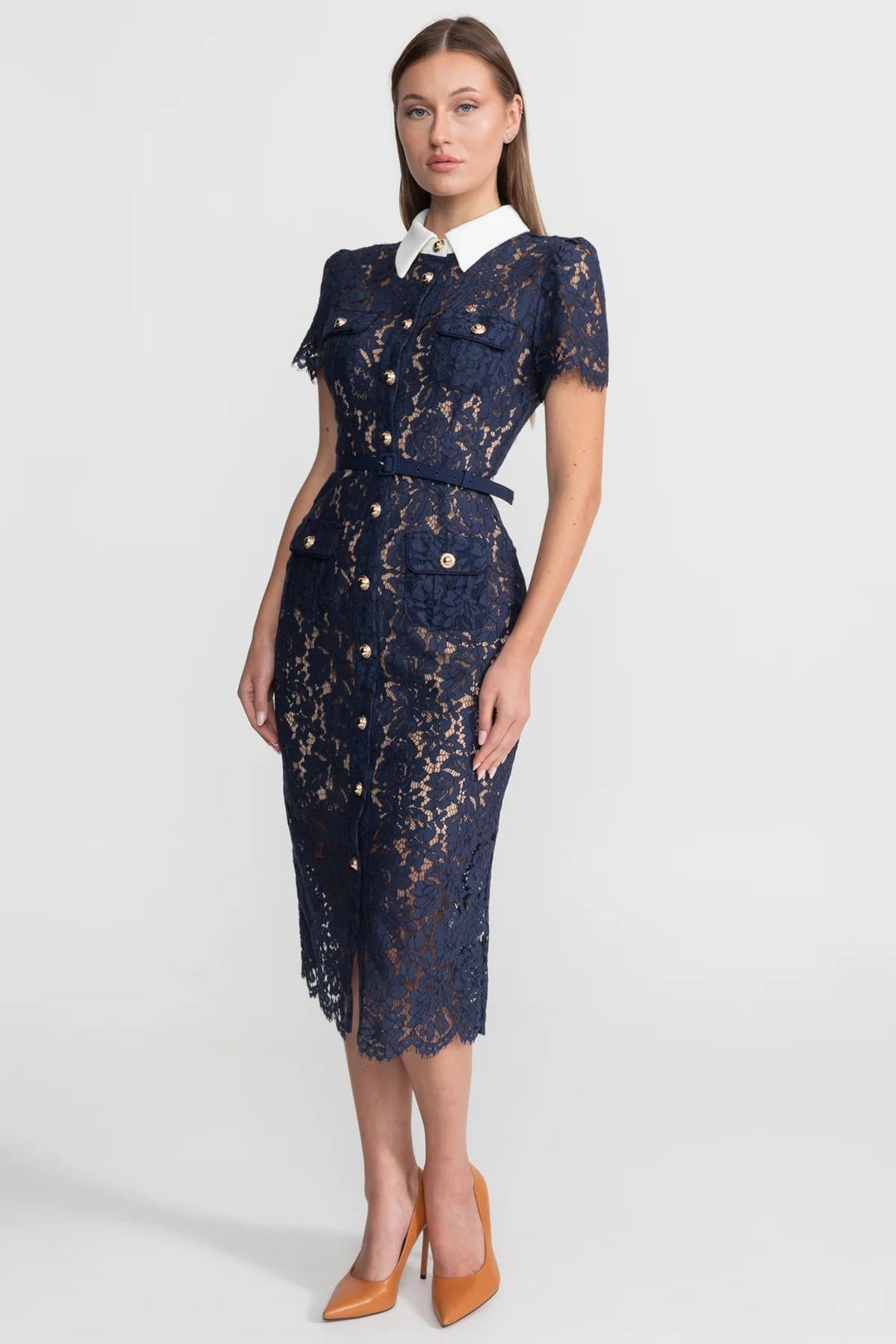 Billie | Relaxed Floral Lace Collared Races Dress