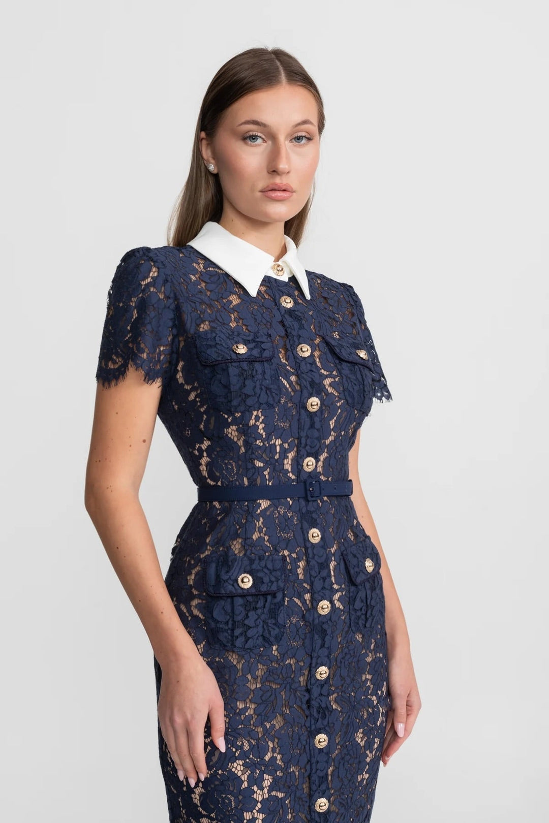 Billie | Relaxed Floral Lace Collared Races Dress