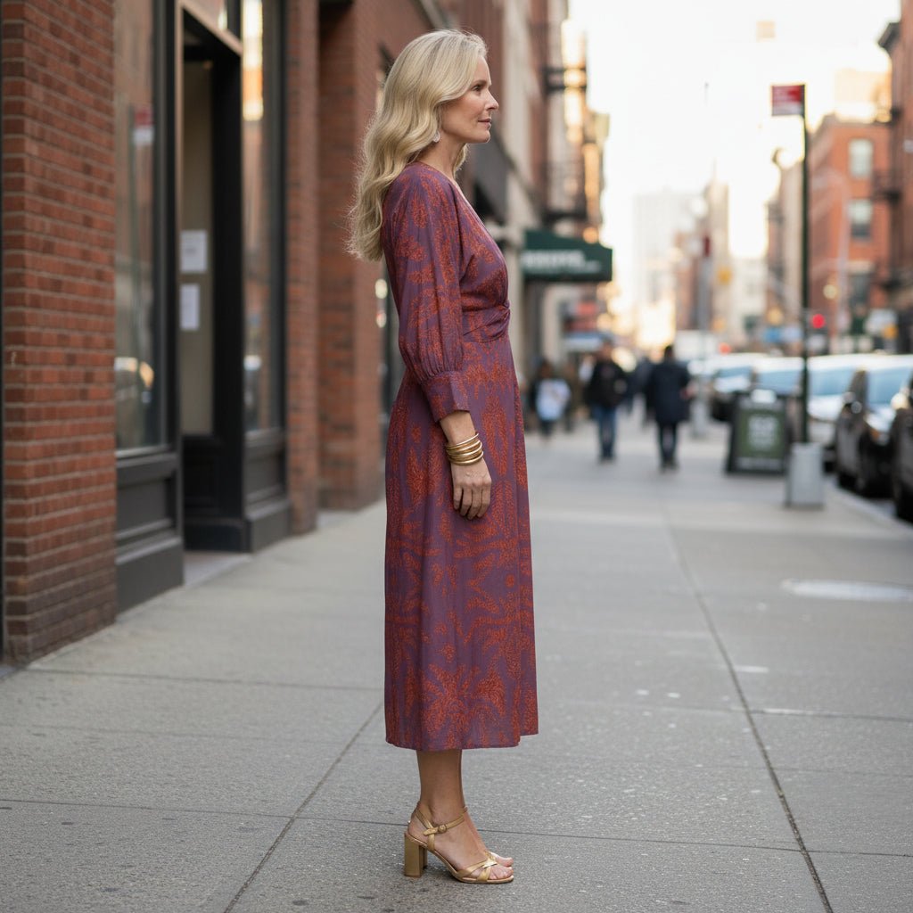 Billie | Sophisticated Paisley Twist Front Midi Party Dress