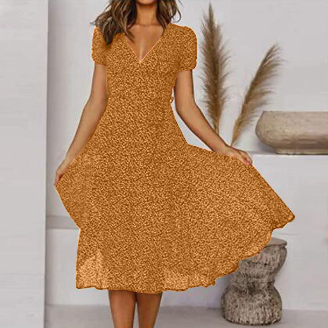 Billie | Sophisticated V-Neck A-Line Midi Dress