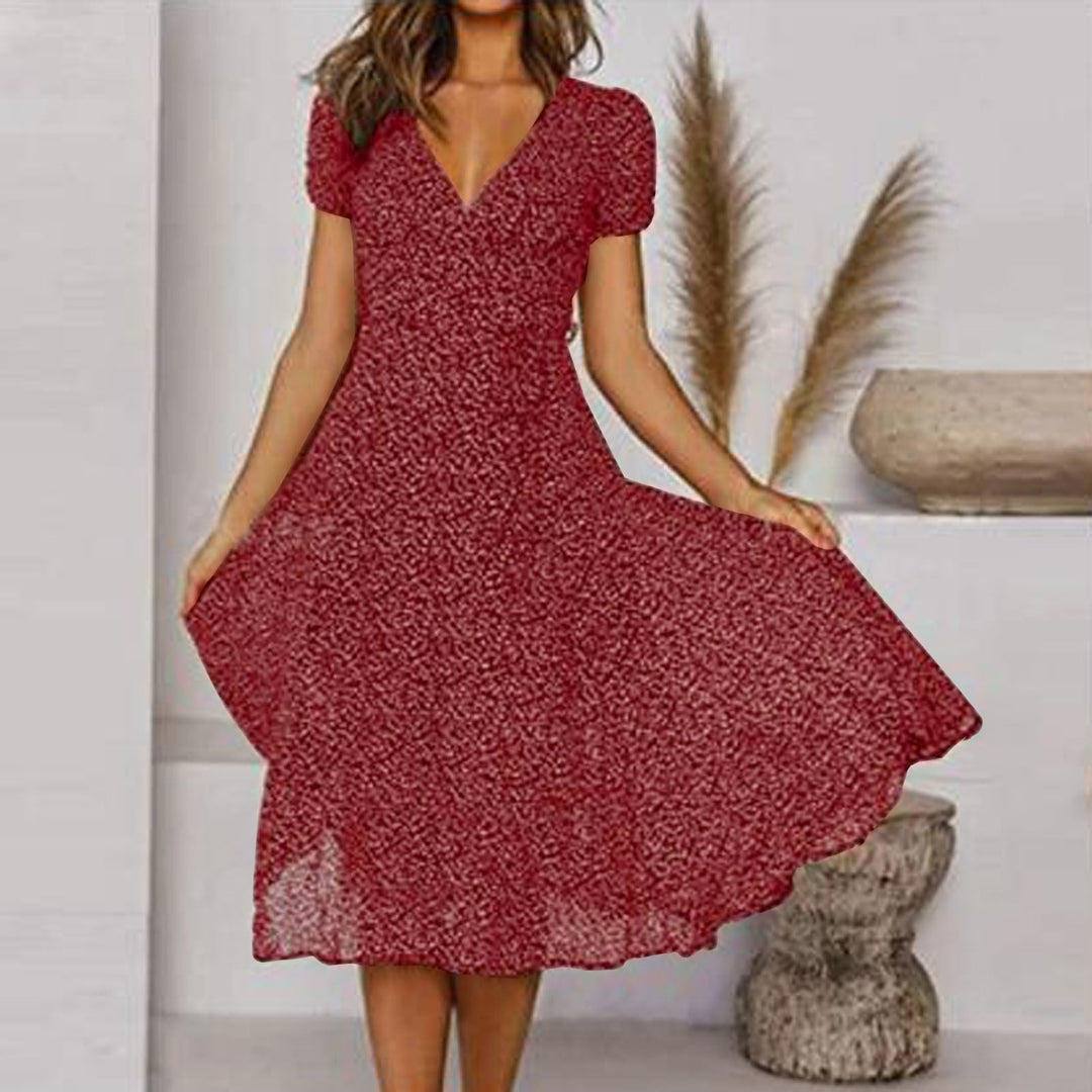 Billie | Sophisticated V-Neck A-Line Midi Dress