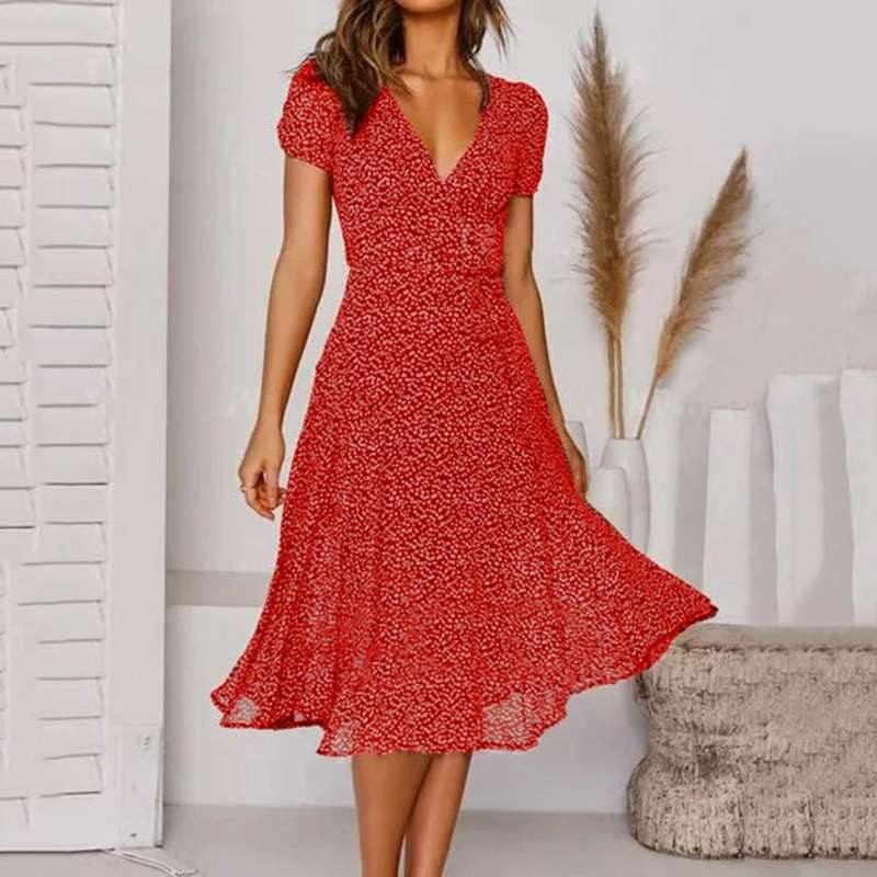 Billie | Sophisticated V-Neck A-Line Midi Dress