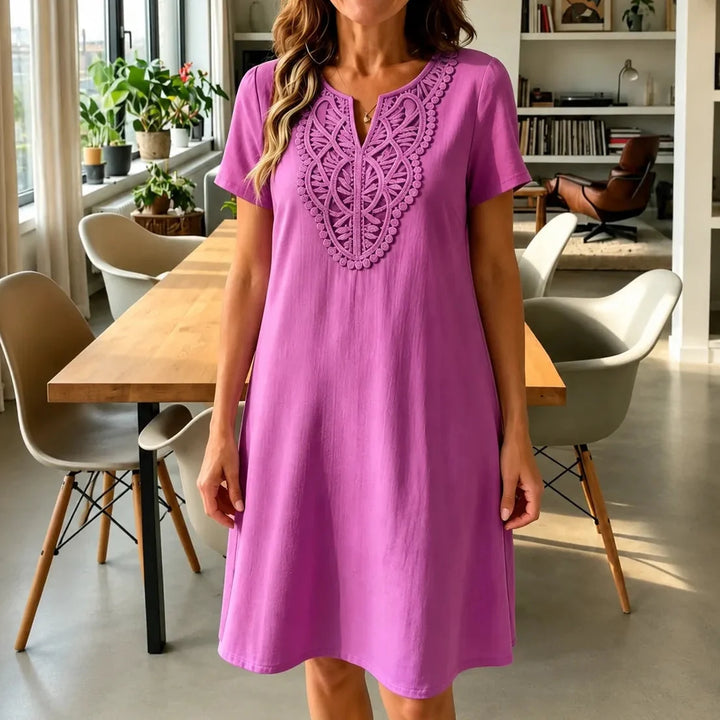 Billie | Stylish Crochet Bib A-Line Midi Dress