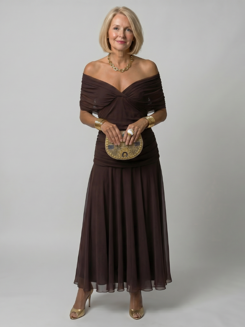 Billie | Stylish Floral Ruched Midi Boho Dress
