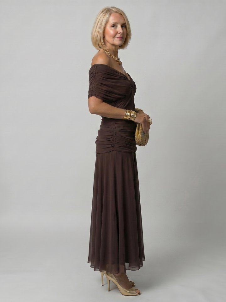 Billie | Stylish Floral Ruched Midi Boho Dress