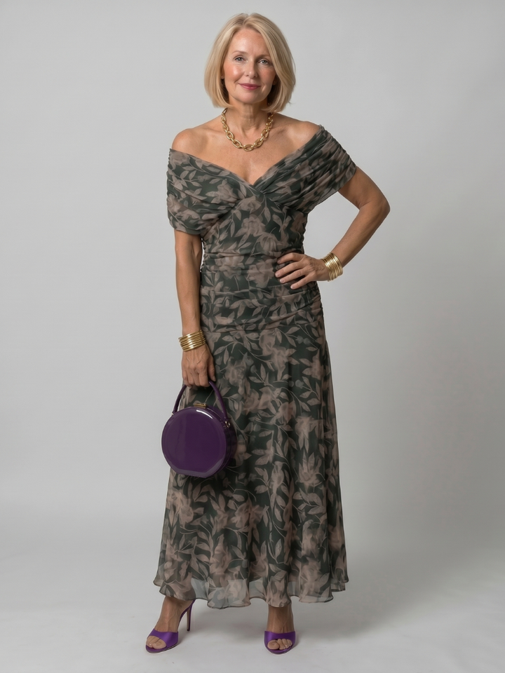 Billie | Stylish Floral Ruched Midi Boho Dress
