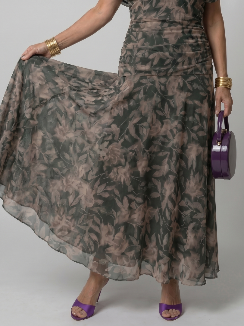 Billie | Stylish Floral Ruched Midi Boho Dress