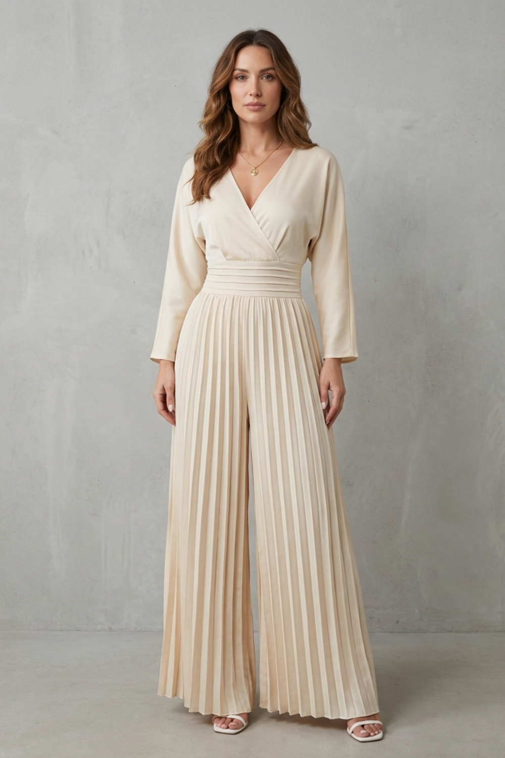 Billie | Stylish Pleated Wide-Leg Wrap Jumpsuit