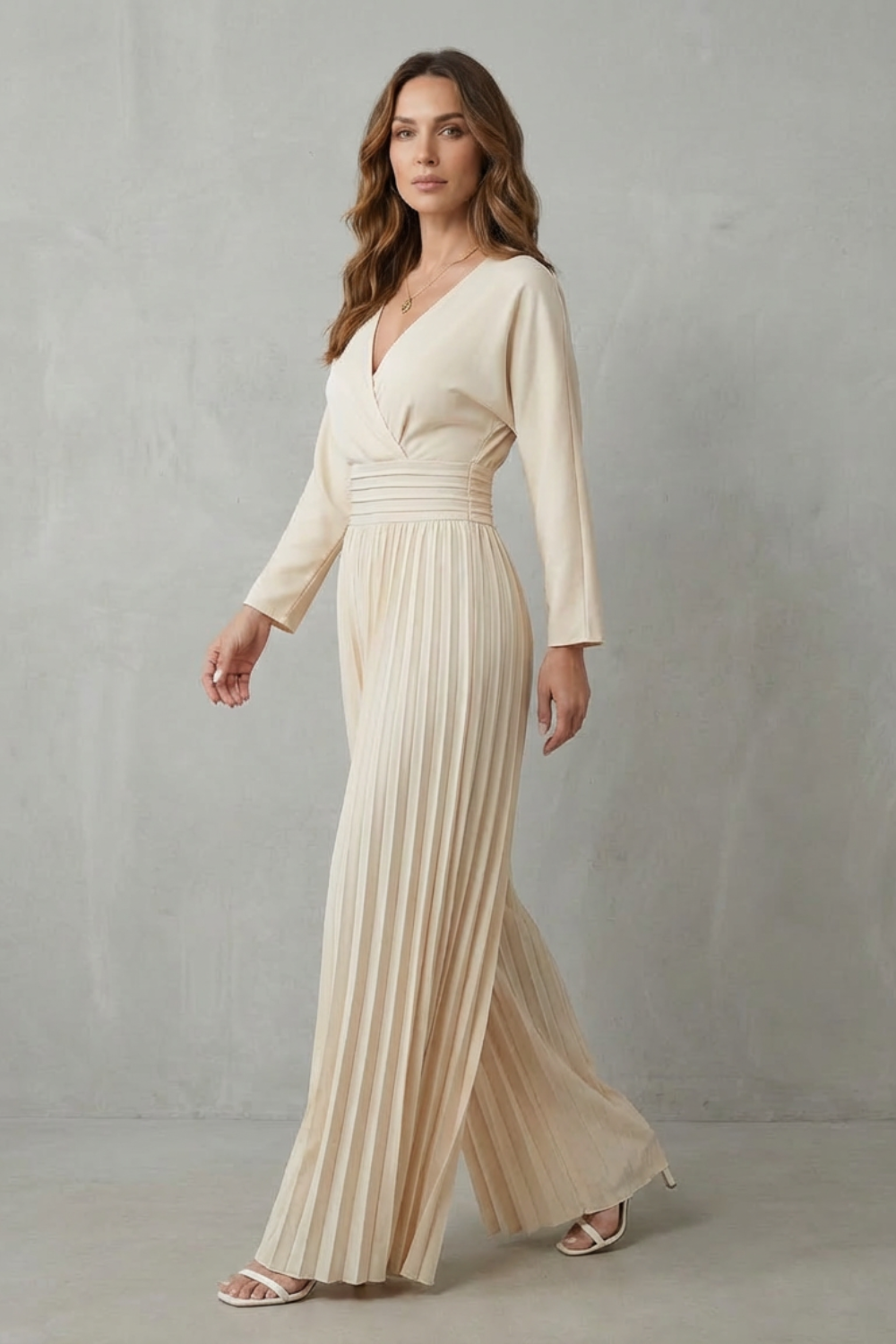 Billie | Stylish Pleated Wide-Leg Wrap Jumpsuit