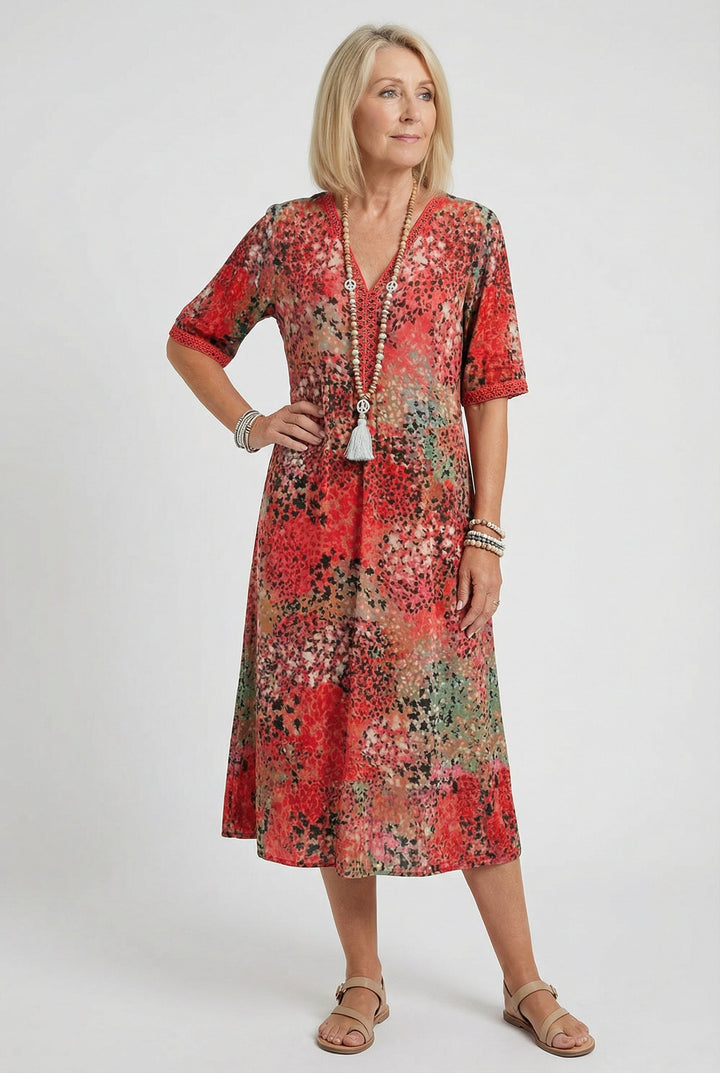 Bonnie | Chic Floral Tiered Hem Casual Midi Dress