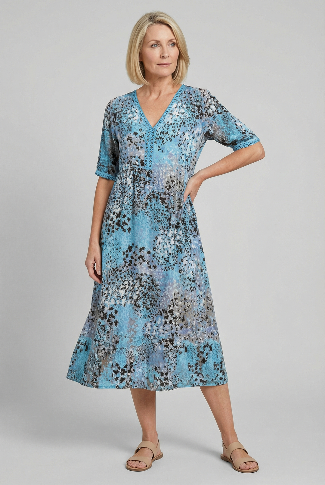 Bonnie | Chic Floral Tiered Hem Casual Midi Dress