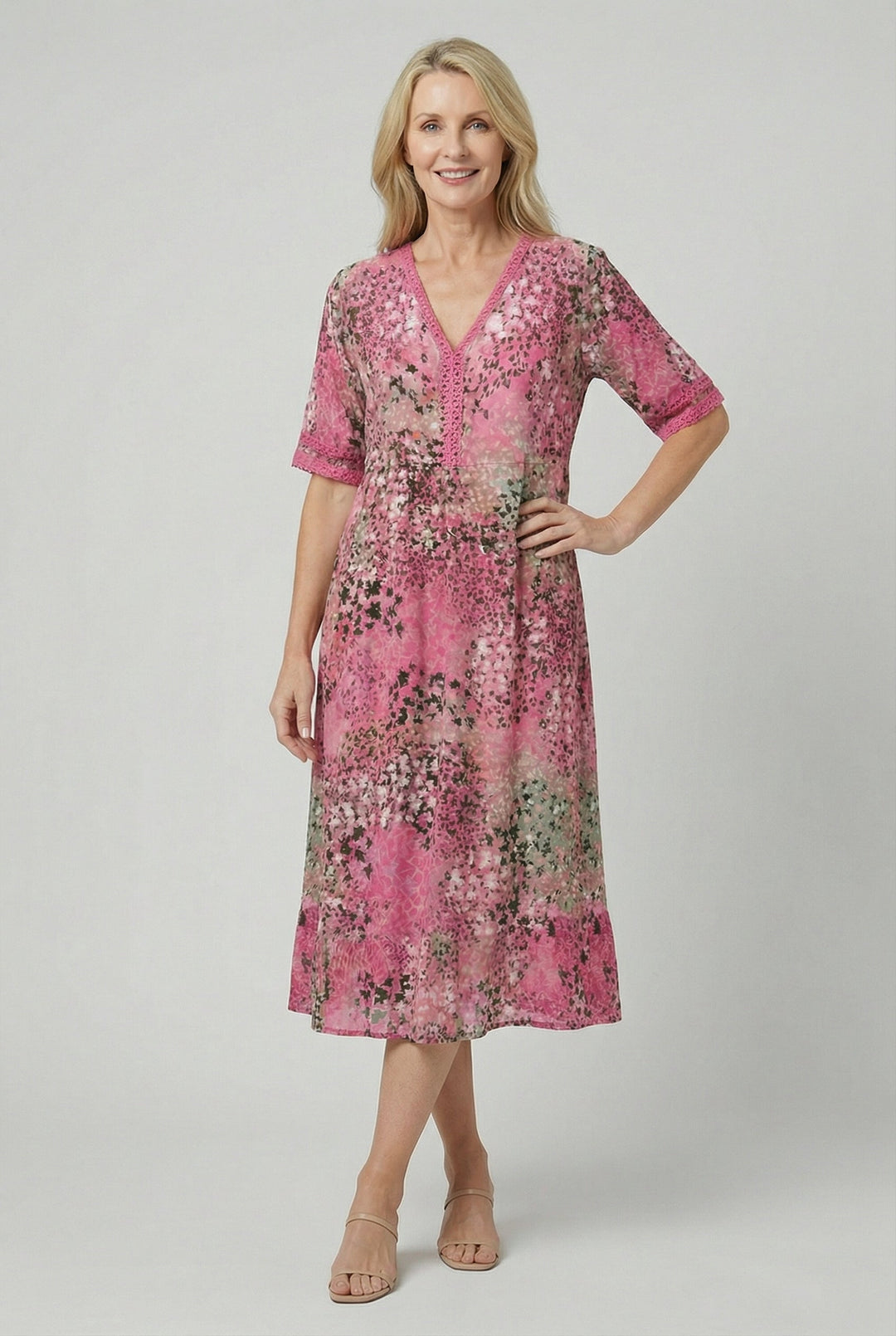 Bonnie | Chic Floral Tiered Hem Casual Midi Dress