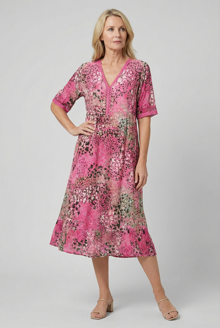 Bonnie | Chic Floral Tiered Hem Casual Midi Dress