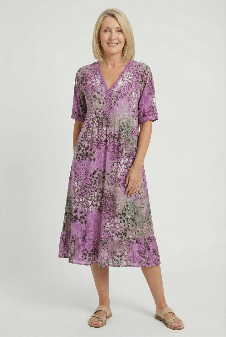 Bonnie | Chic Floral Tiered Hem Casual Midi Dress