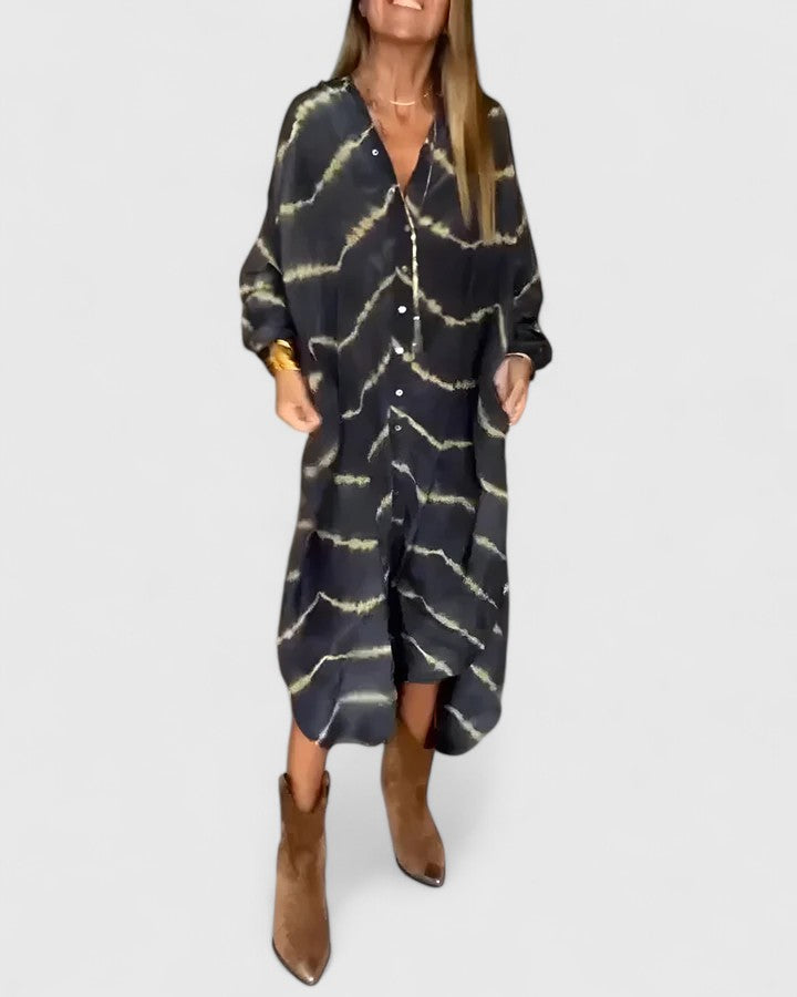 Bonnie | Classic Printed Button-Front Midi Dress