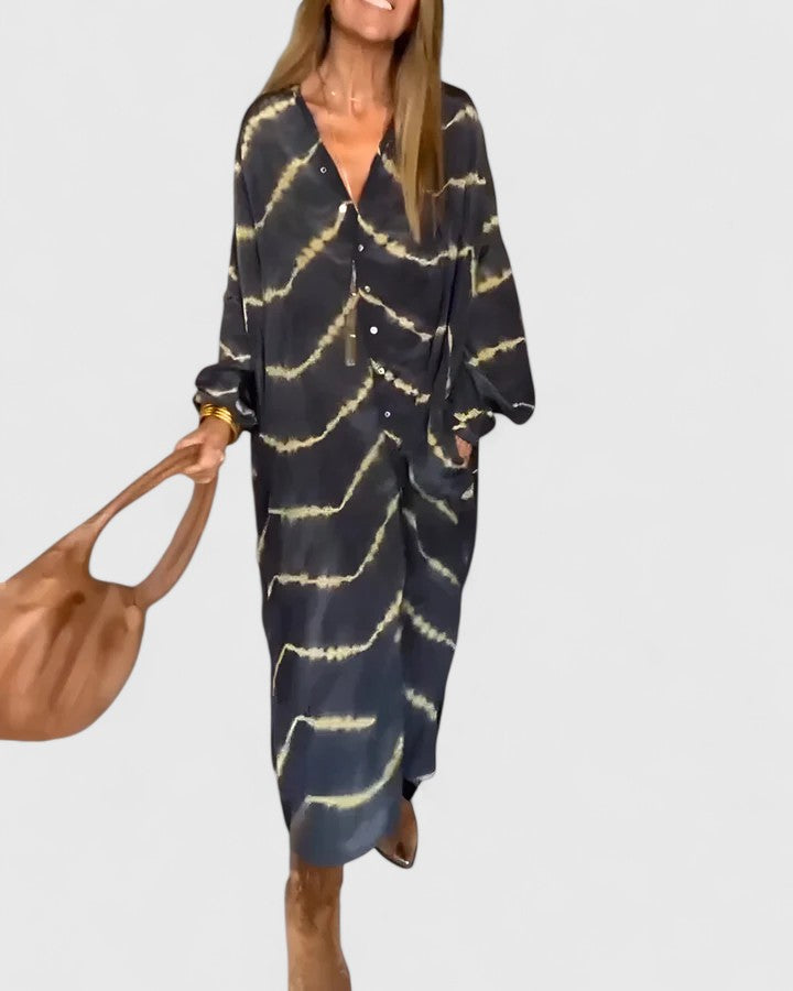 Bonnie | Classic Printed Button-Front Midi Dress