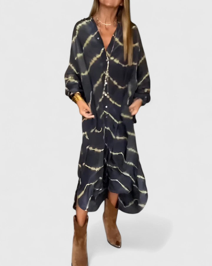Bonnie | Classic Printed Button-Front Midi Dress