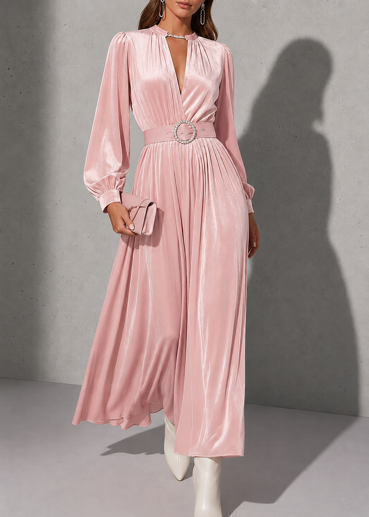 Bonnie | Cosy Keyhole Belted Long Sleeve Race Dress