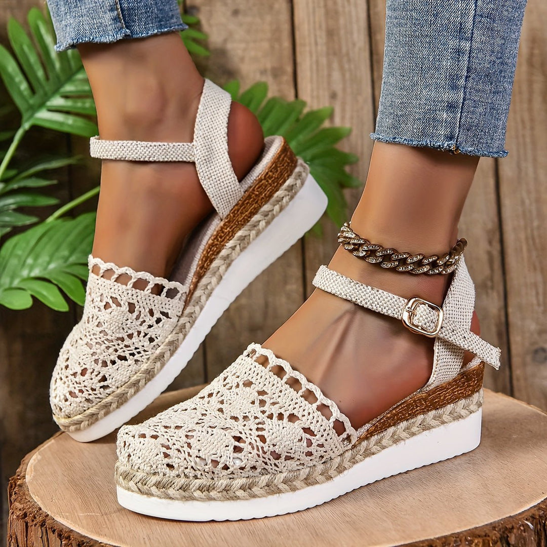 Bonnie | Crochet Ankle Strap Espadrille Wedges
