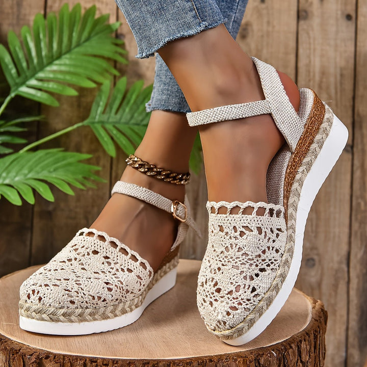 Bonnie | Crochet Ankle Strap Espadrille Wedges