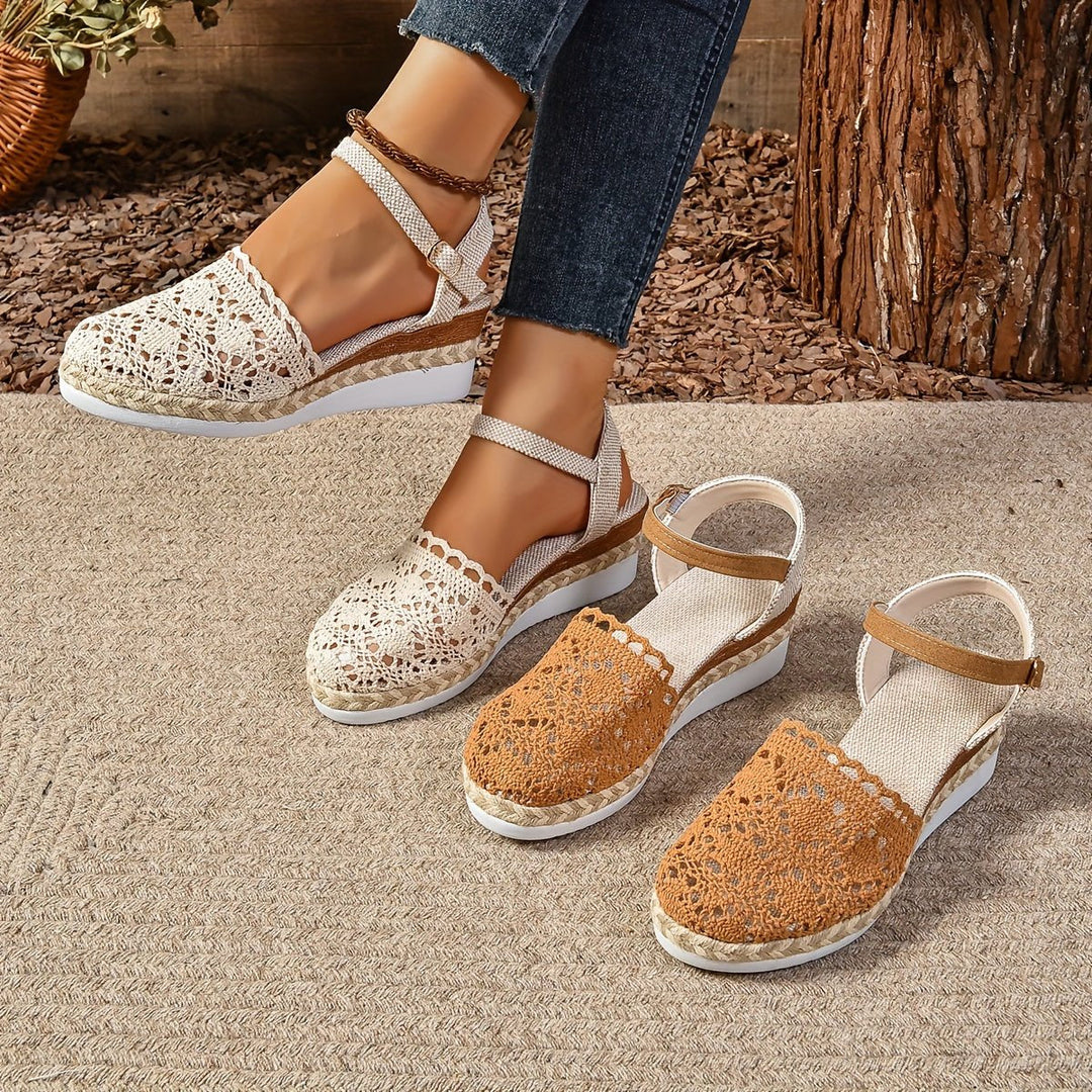 Bonnie | Crochet Ankle Strap Espadrille Wedges