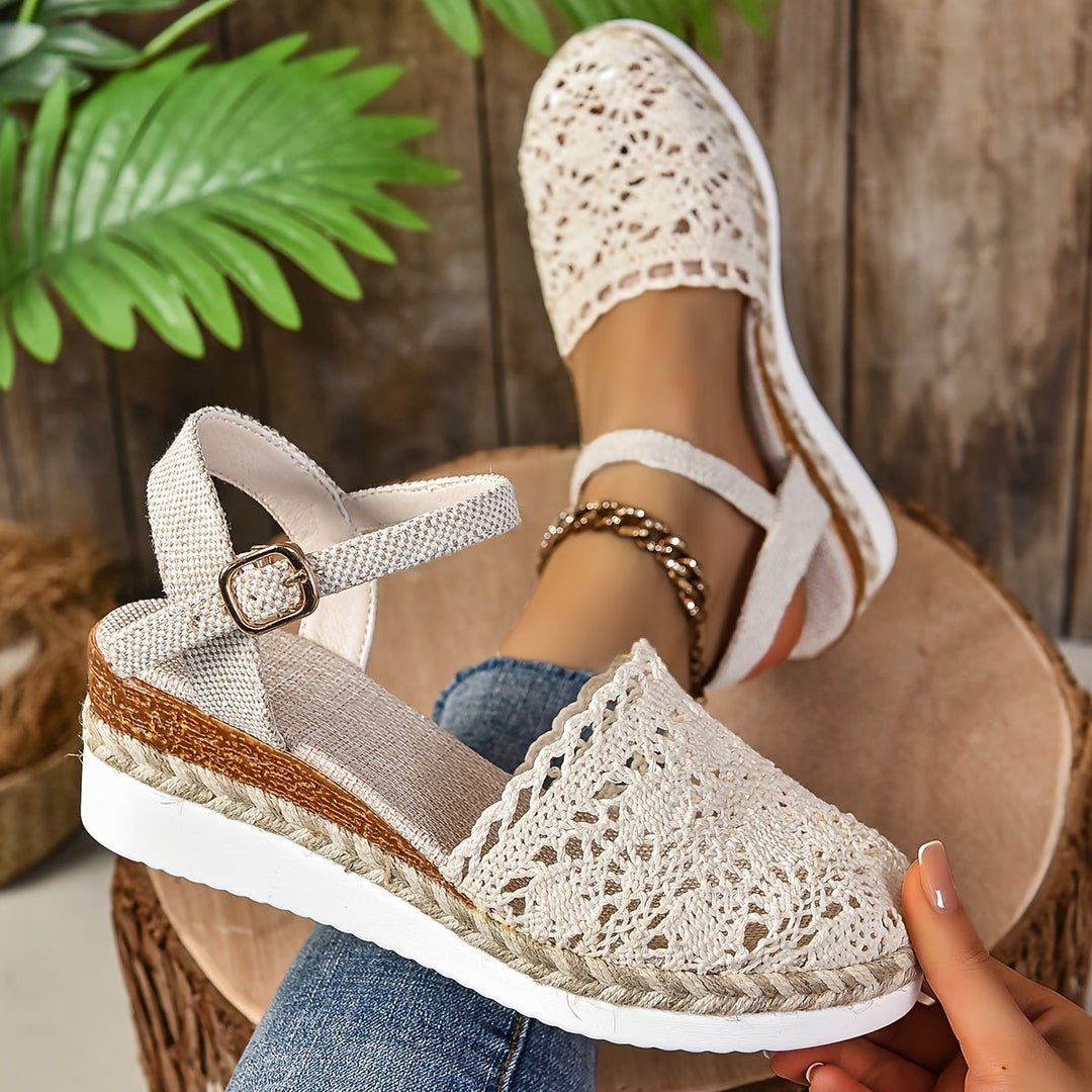 Bonnie | Crochet Ankle Strap Espadrille Wedges