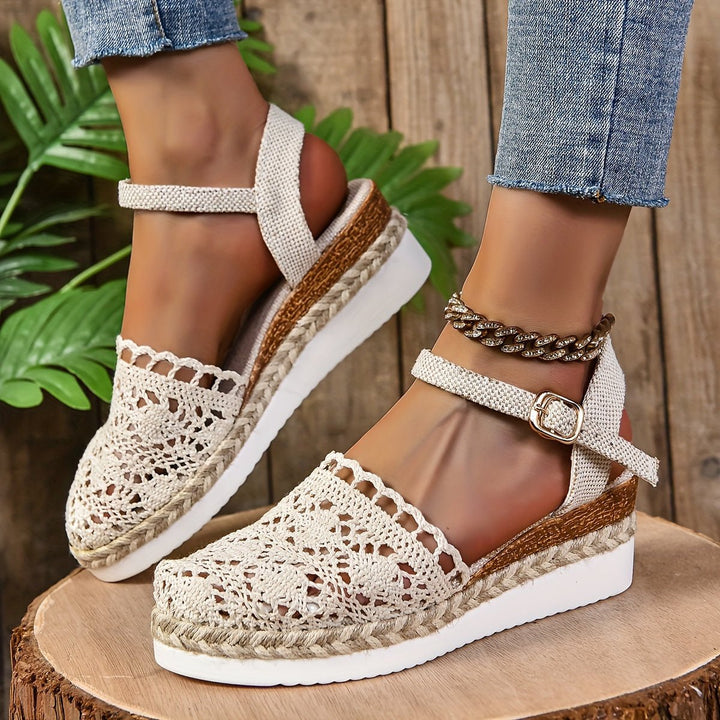 Bonnie | Crochet Ankle Strap Espadrille Wedges