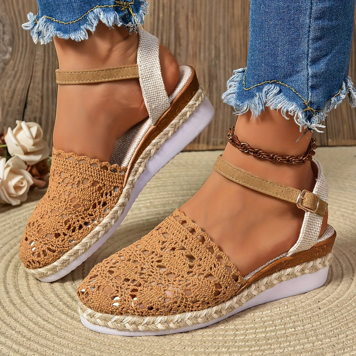 Bonnie | Crochet Ankle Strap Espadrille Wedges