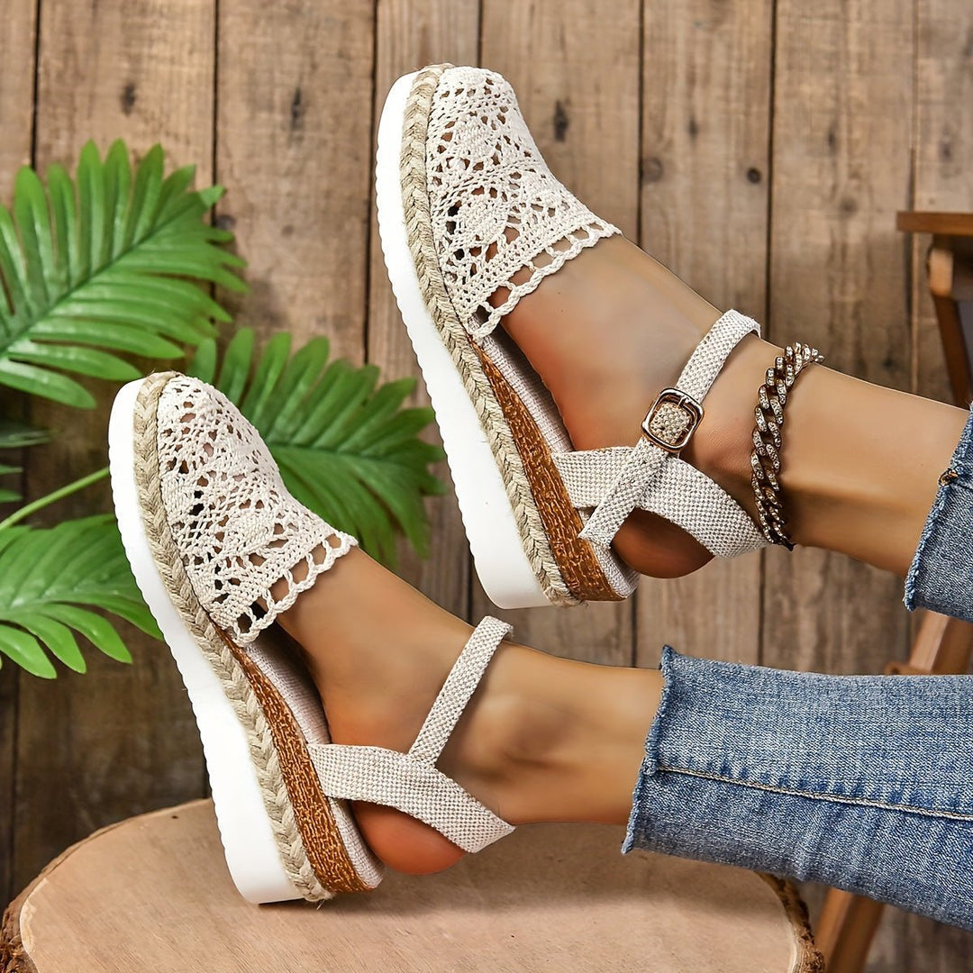 Bonnie | Crochet Ankle Strap Espadrille Wedges