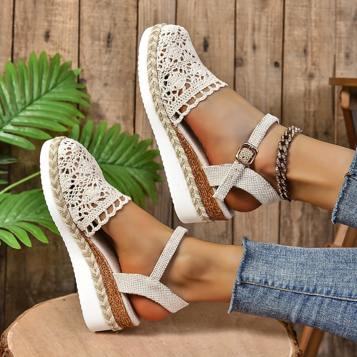 Bonnie | Crochet Ankle Strap Espadrille Wedges
