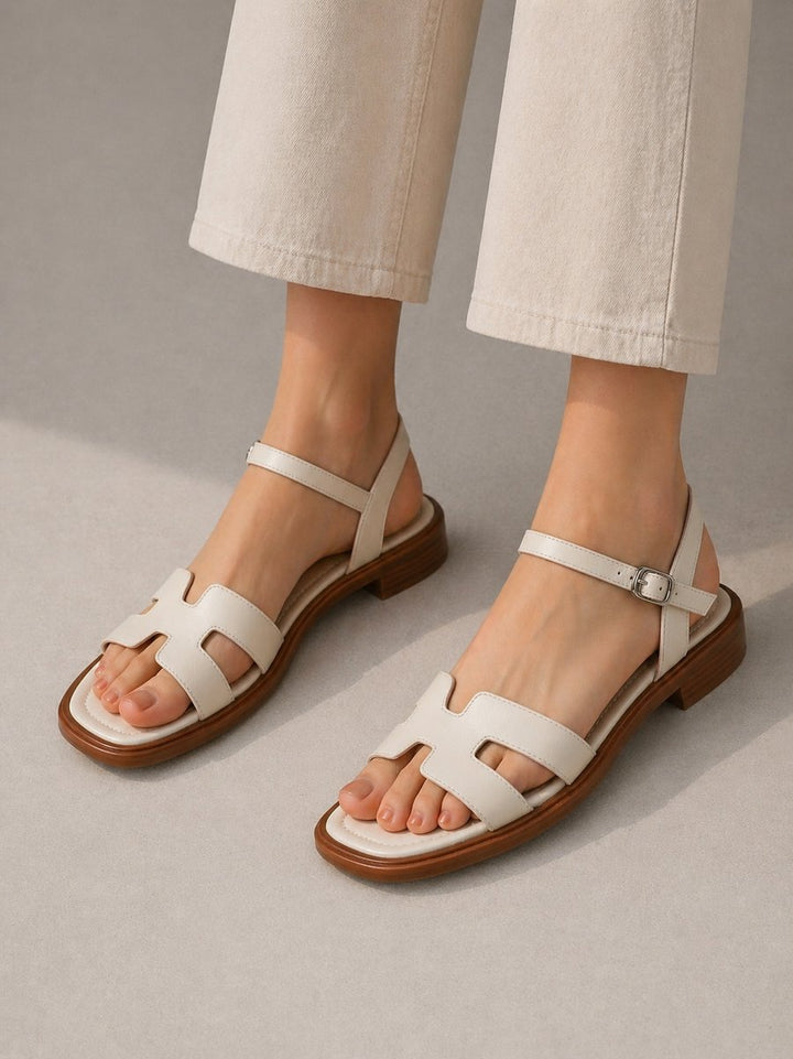 Bonnie | Effortless H-Bar Ankle Strap Flat Sandals