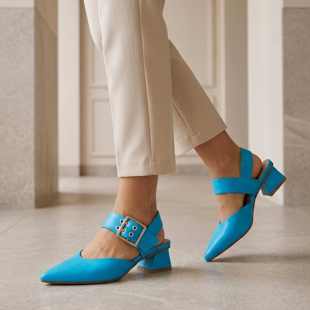Bonnie | Effortless Pointed Toe Slingback Block Heels