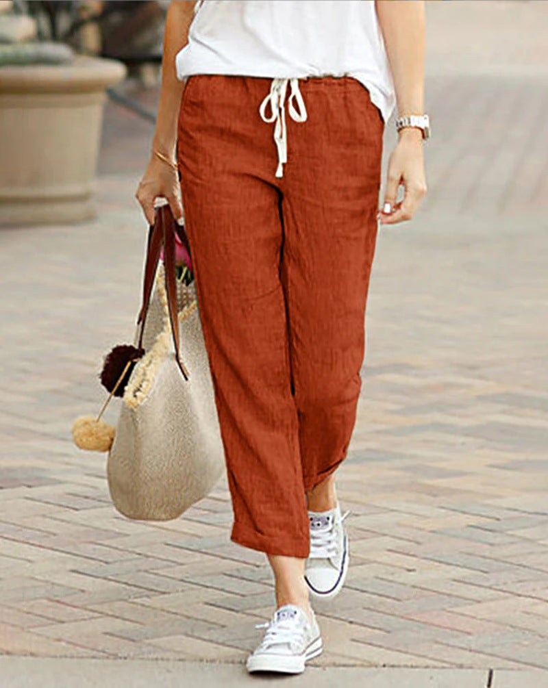 Bonnie | Polished Cropped Drawstring Linen Pants