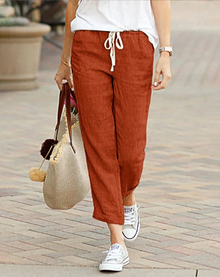 Bonnie | Polished Cropped Drawstring Linen Pants